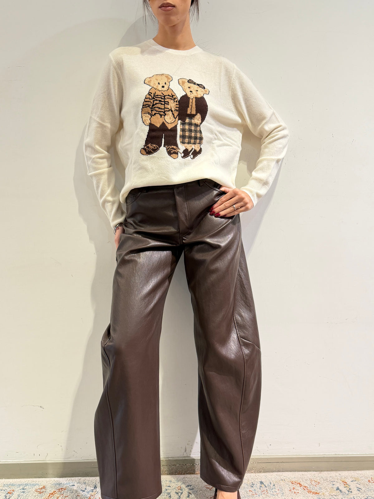 Vicolo - Maglia con orsetti panna