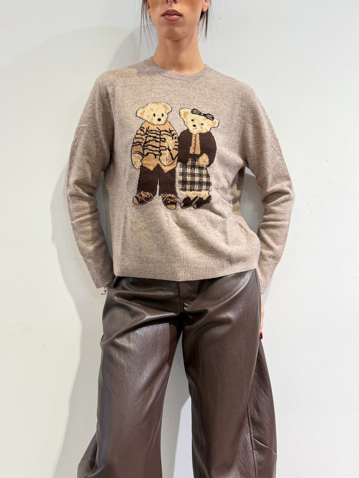 Vicolo - Maglia con orsetti beige