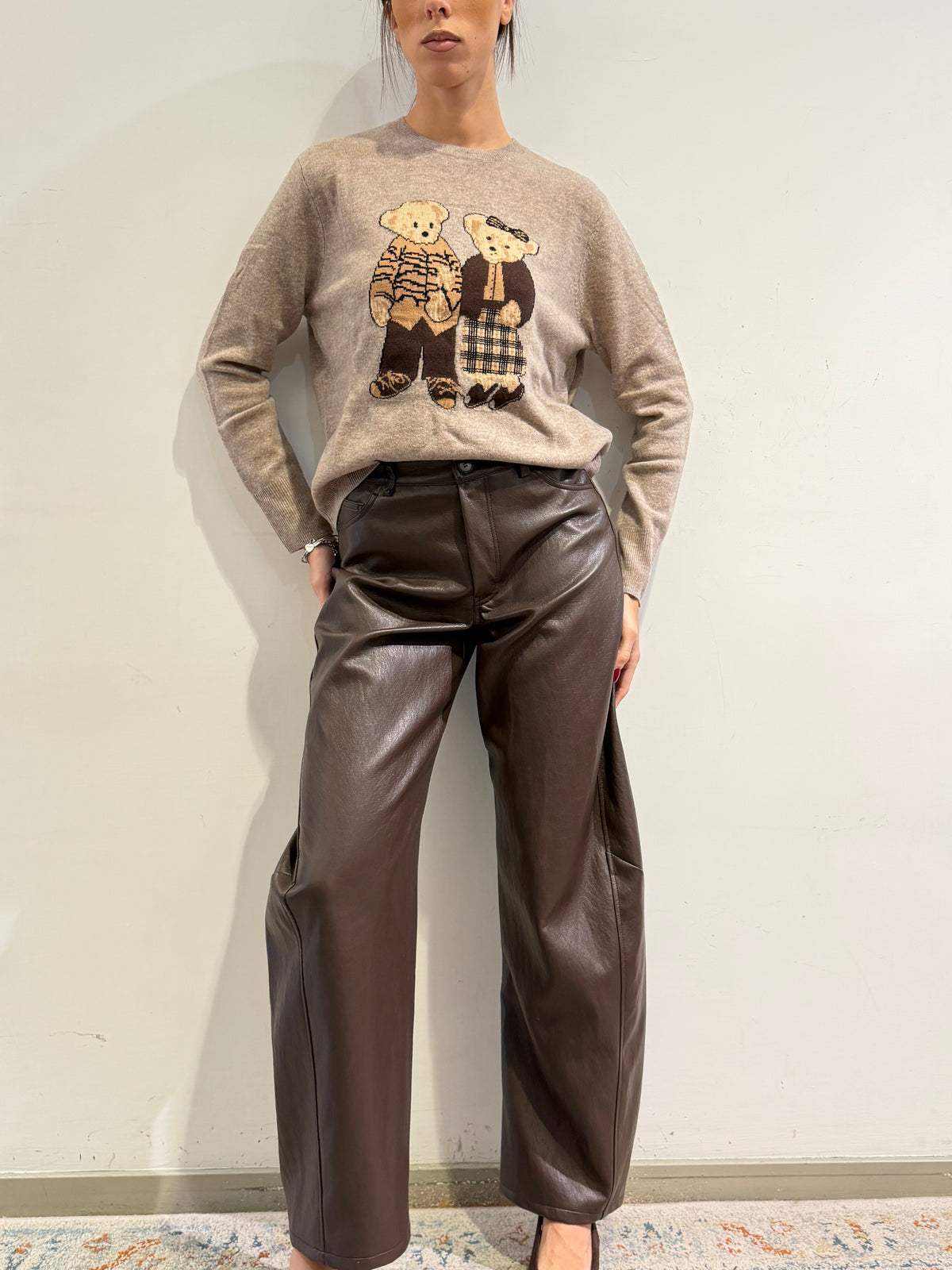 Vicolo - Maglia con orsetti beige
