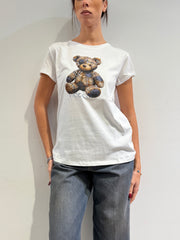 Vicolo - T-Shirt stampa orsetto strass bianca