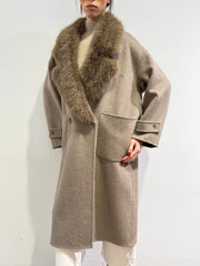 Vicolo - Cappotto maxi collo con pelo cacha’