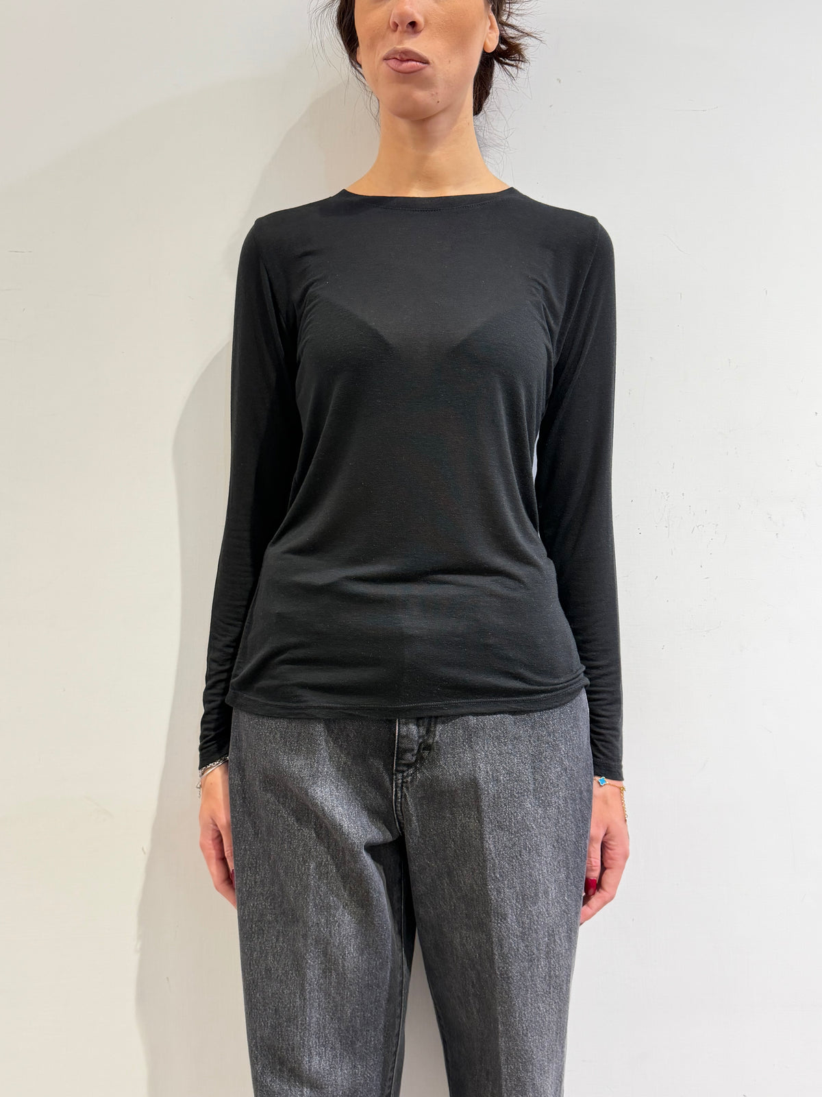 Haveone - T-Shirt misto cashmere nera
