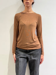 Haveone - T-Shirt misto cashmere tabacco