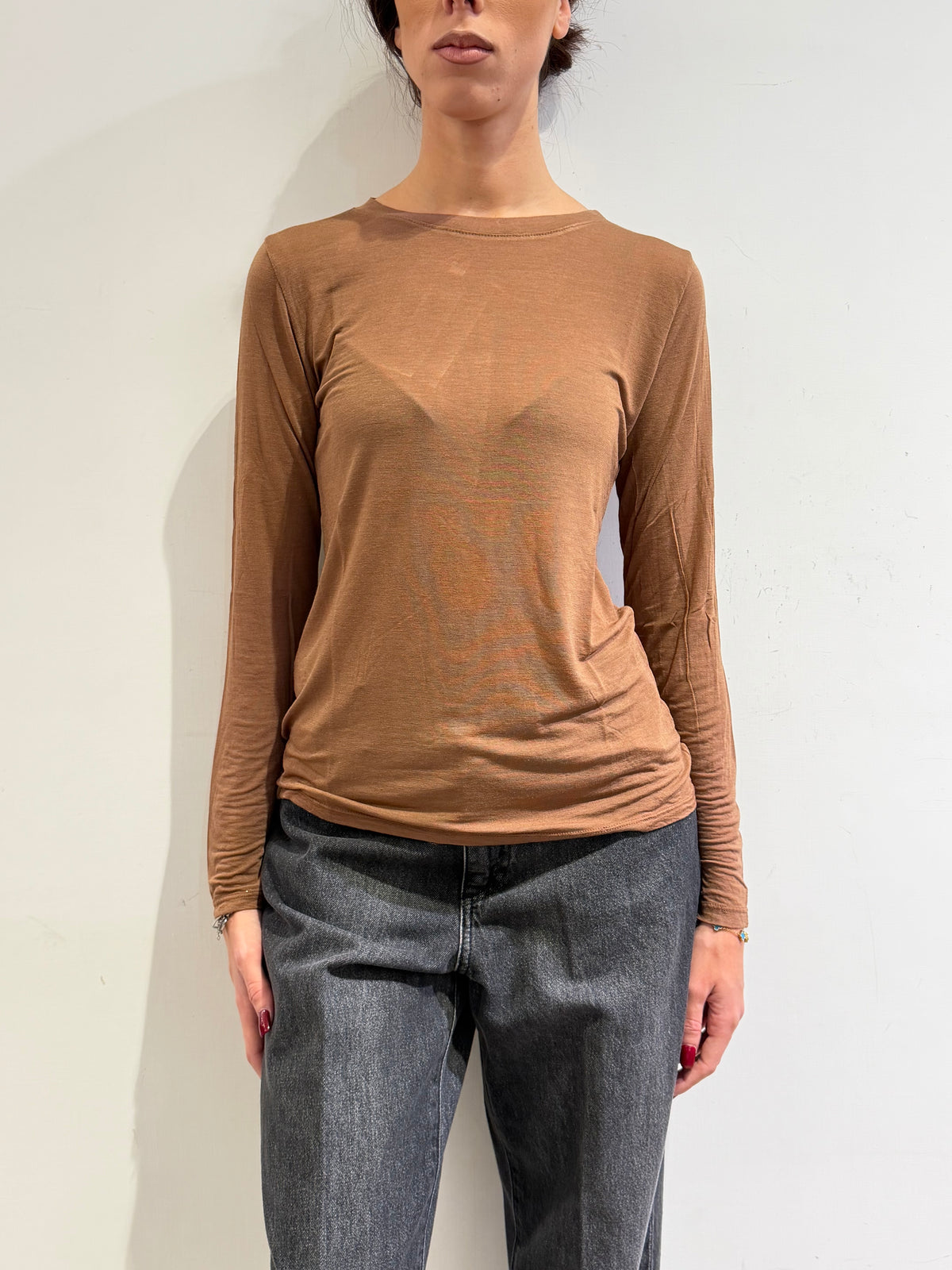 Haveone - T-Shirt misto cashmere tabacco