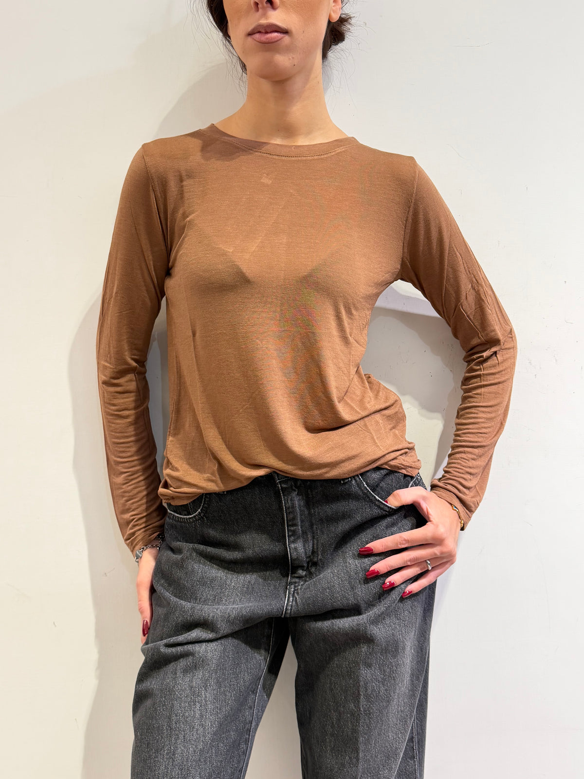 Haveone - T-Shirt misto cashmere tabacco