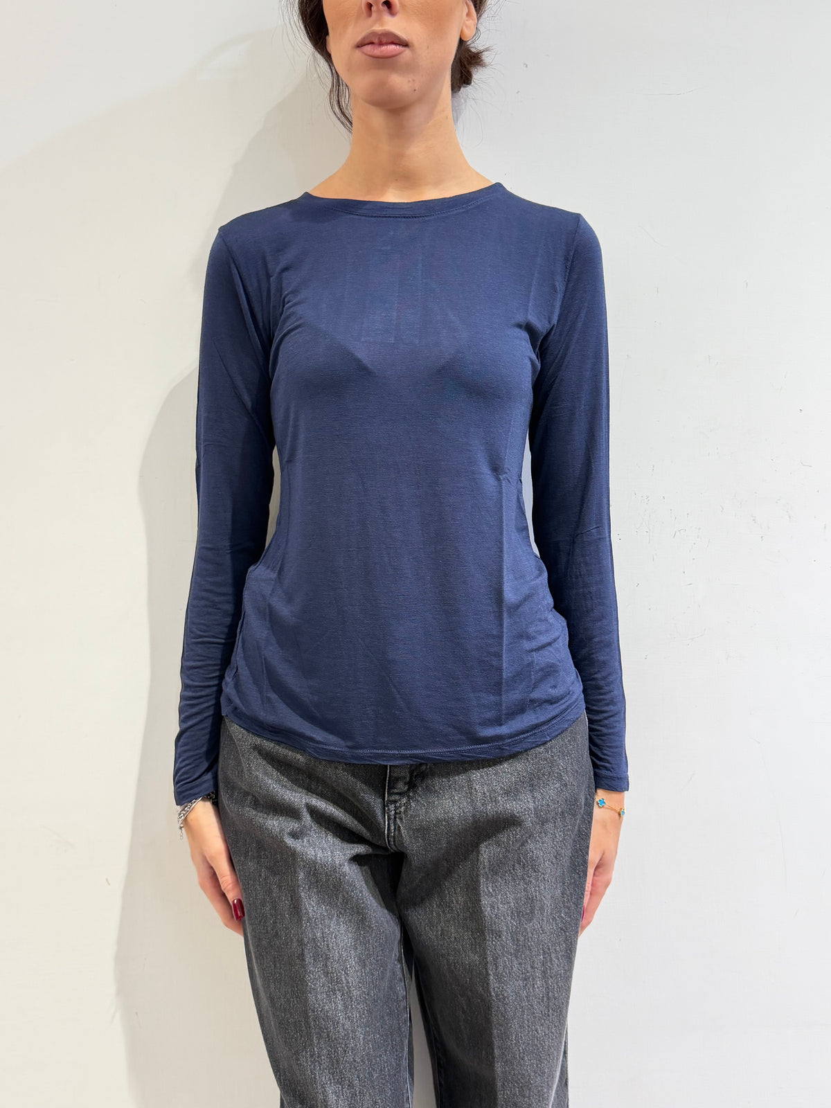 Haveone - T-Shirt misto cashmere blu