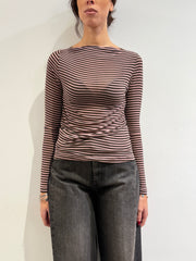 Haveone - T-Shirt scollo a barca rosa e moro
