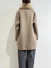 Haveone - Cappotto doppio petto con collo pelliccia casha’