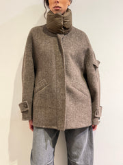 Haveone - Cappotto collo piumino moro