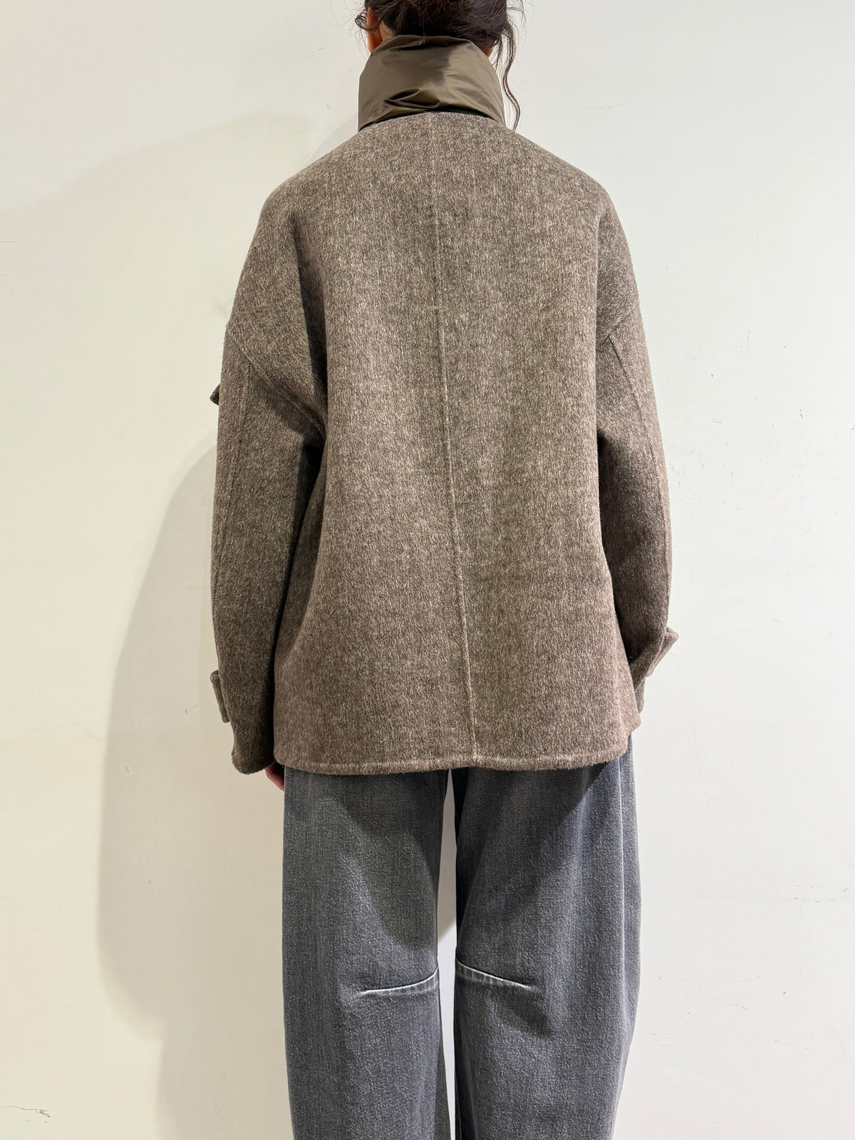 Haveone - Cappotto collo piumino moro