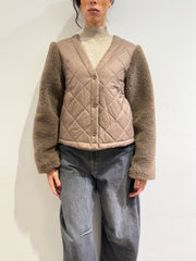 Haveone - Giacca teddy corta tortora