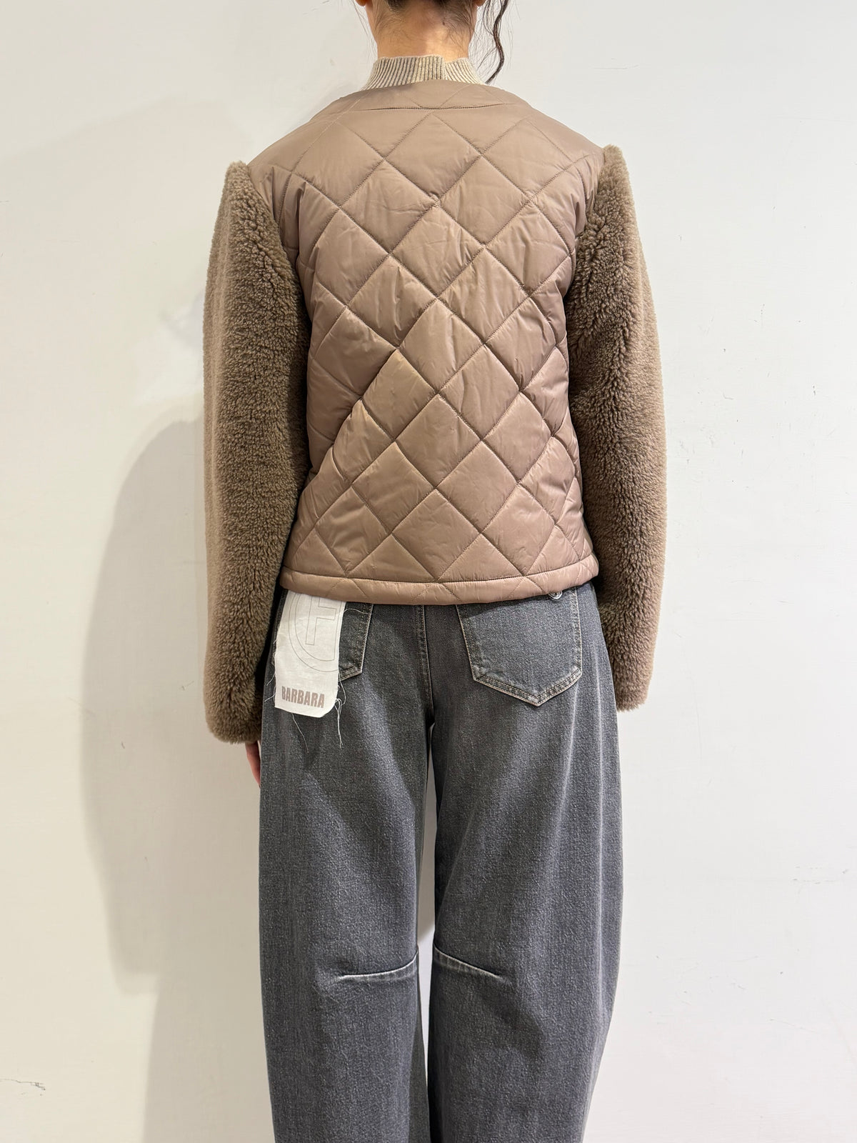 Haveone - Giacca teddy corta tortora