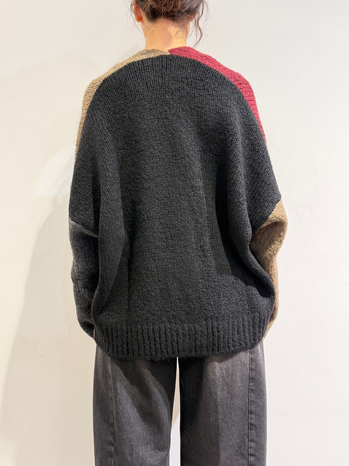 Dixie - Cardigan con tasche fango bordeaux e grigio