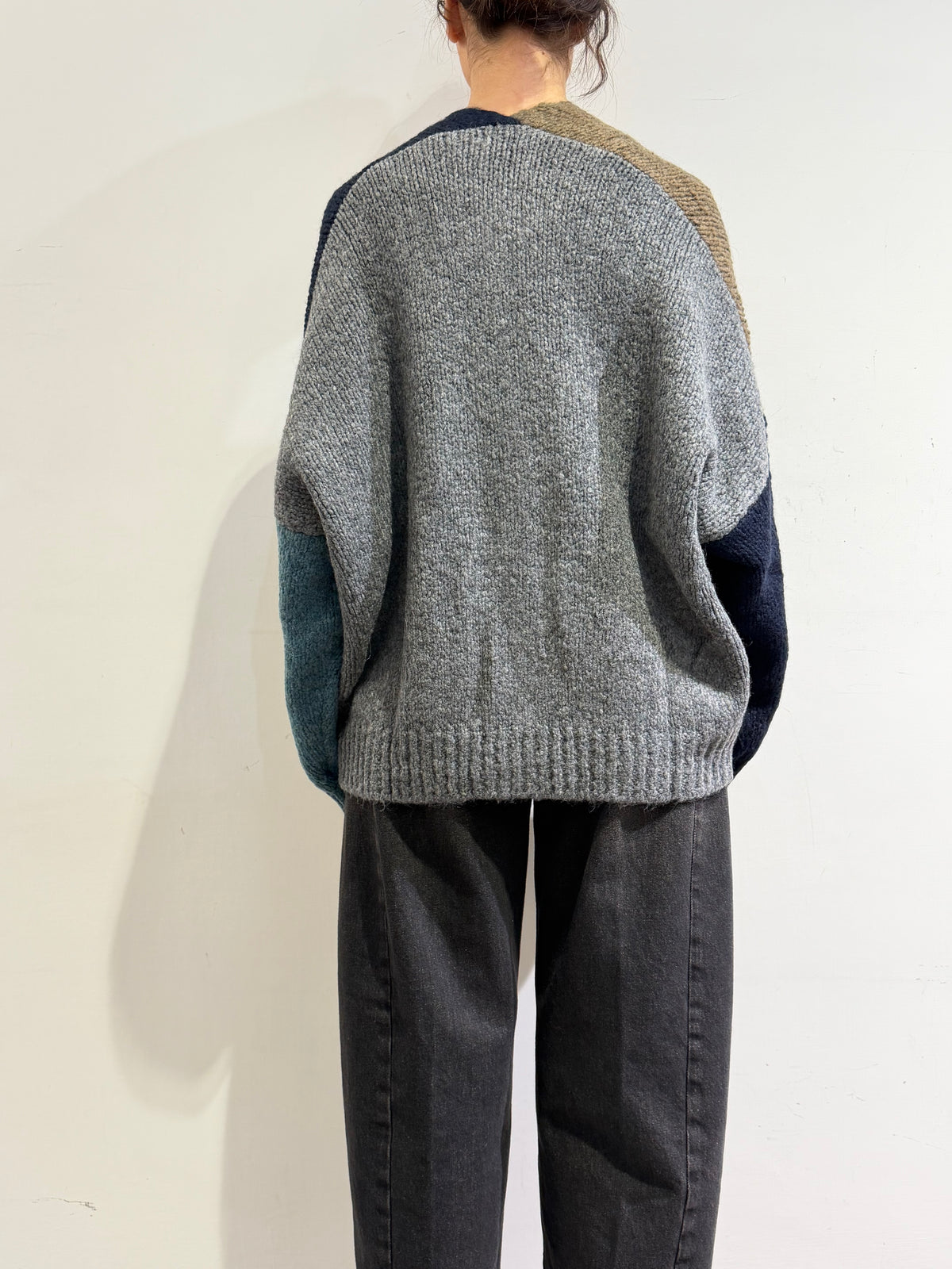 Dixie - Cardigan con tasche fango blu e turchese