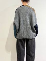 Dixie - Cardigan con tasche fango blu e turchese