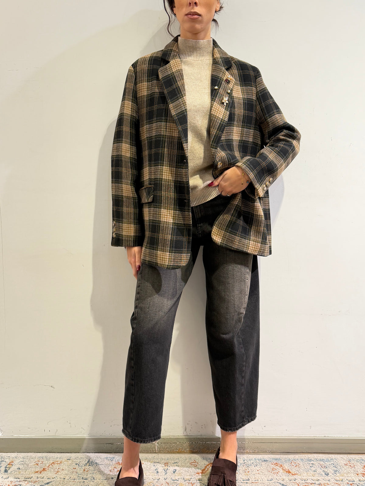 Dixie - Giacca over check nera