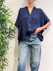 Motel - Camicia in satin blu