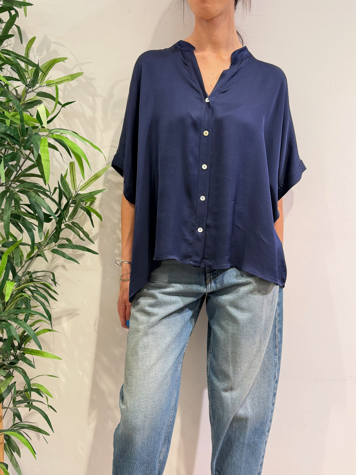 Motel - Camicia in satin blu
