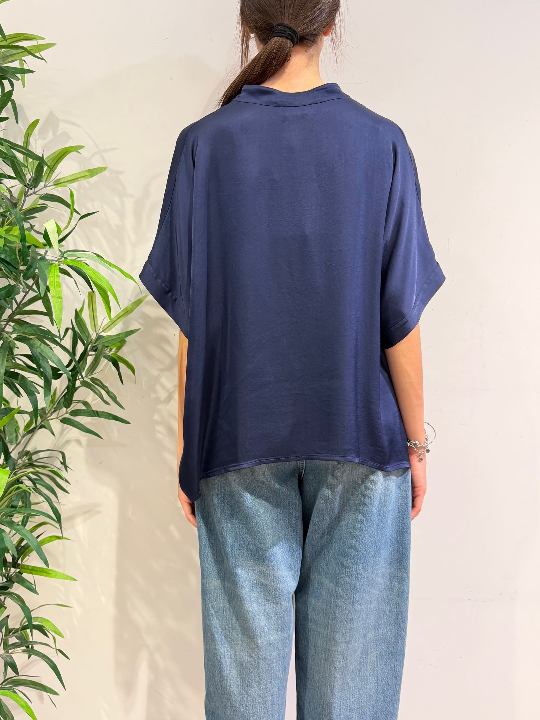 Motel - Camicia in satin blu
