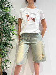 Vicolo - T-Shirt bassotto love bianca
