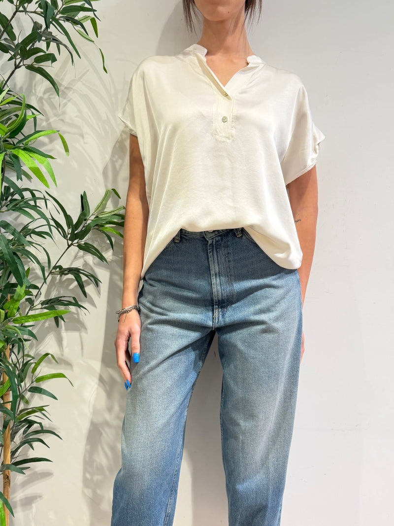 Motel - Blusa in satin panna