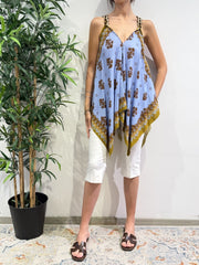 Dixie - Top fazzoletto bretelle intrecciate celeste