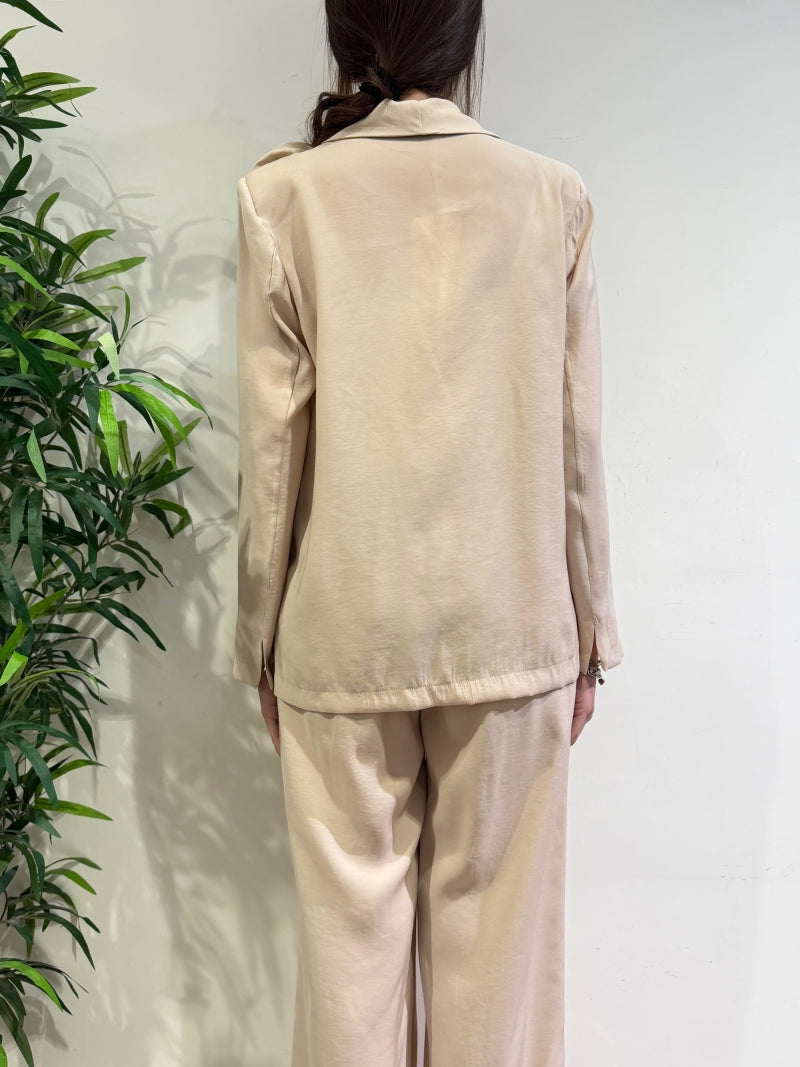 Motel - Tailleur un bottone con pantalone dritto beige