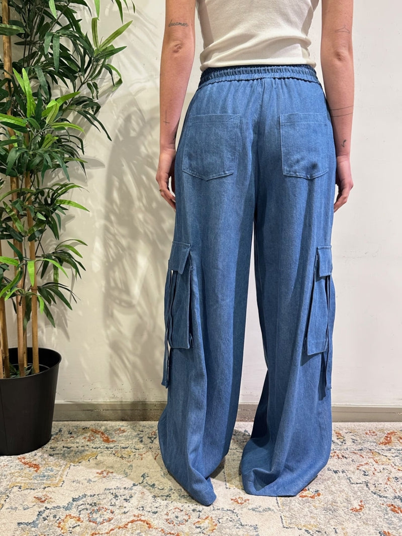 Tensione In - Pantalone cargo chambray denim