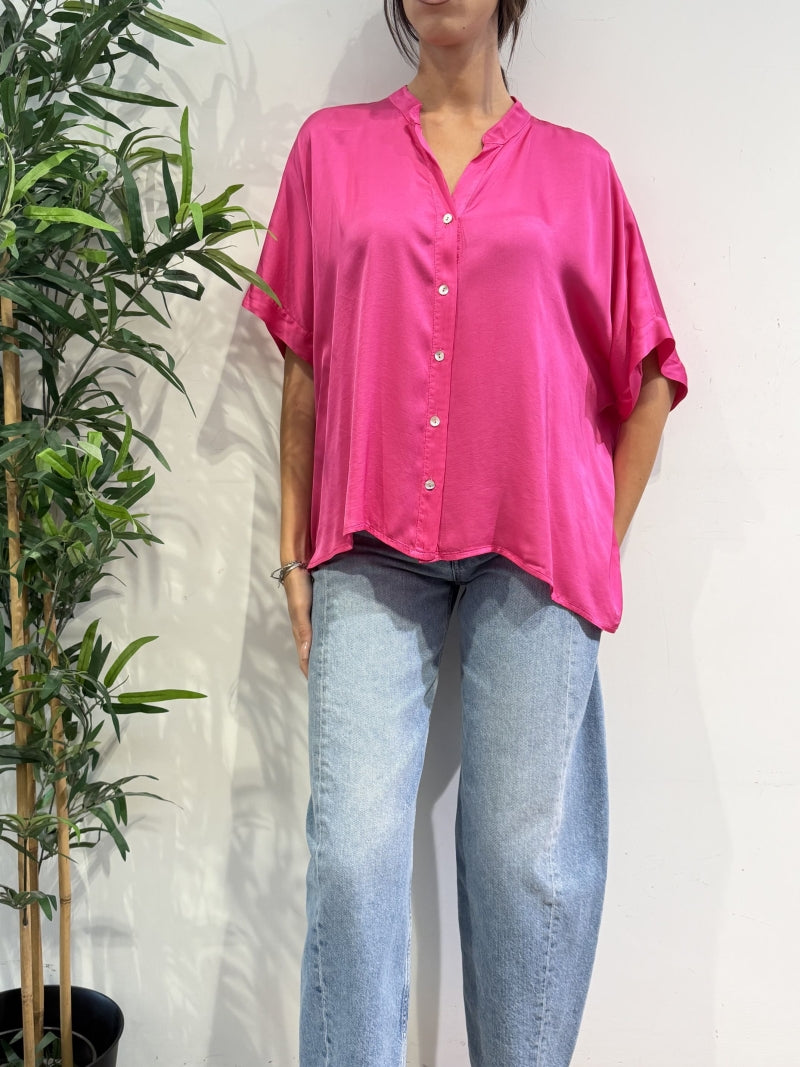 Motel - Camicia in satin fucsia