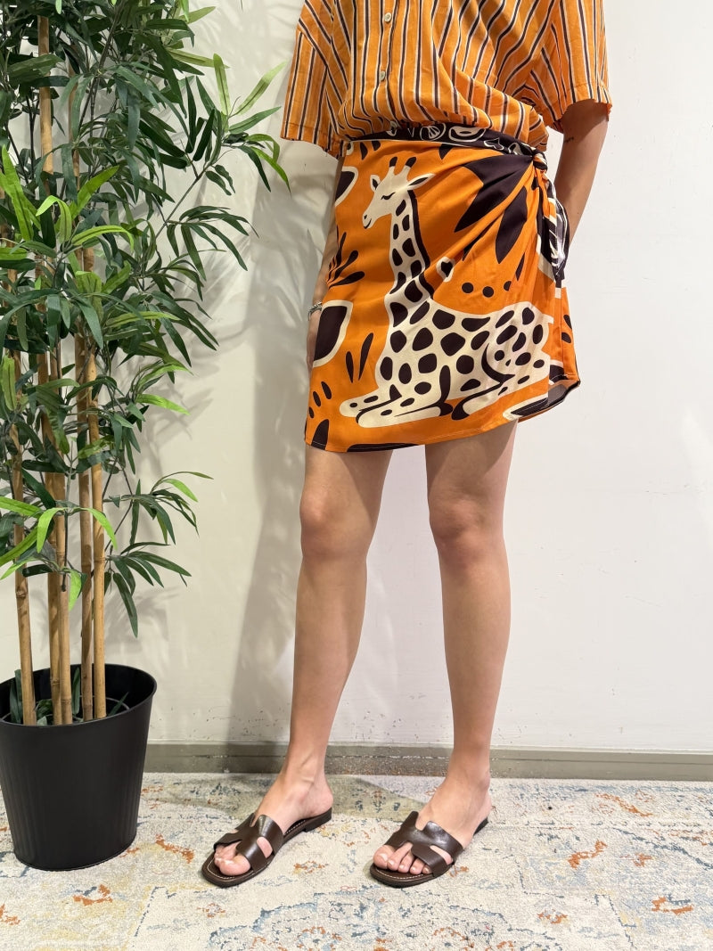 Motel - Gonna pareo fantasia giraffa arancio