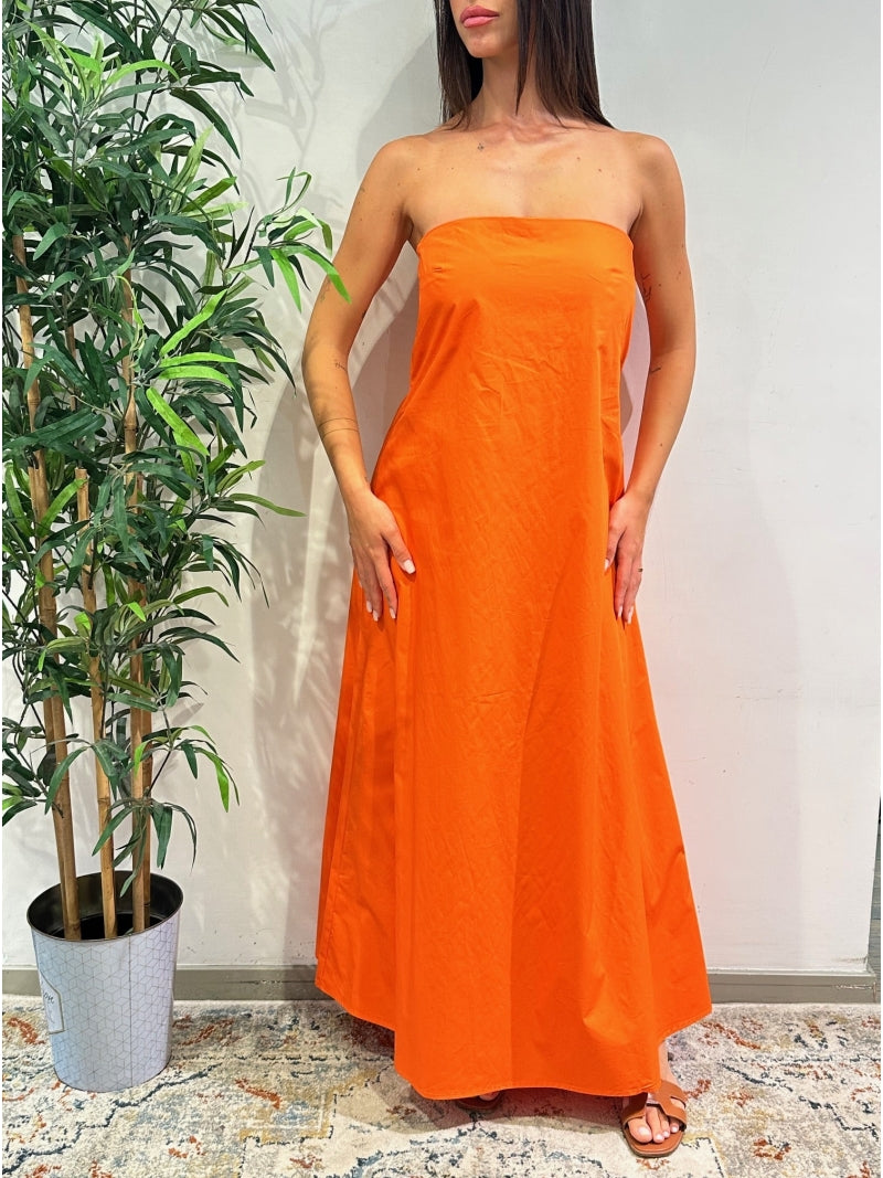 Tensione In - Vestito a fascia con elastico dietro arancione