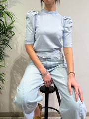 Haveone - Maglia manica a sbuffo celeste