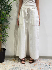 Tensione In - Pantalone cargo con cuciture bianco