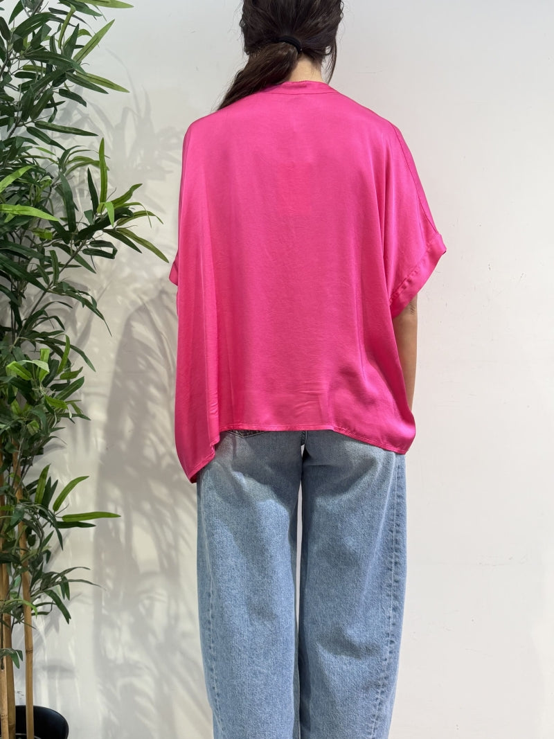 Motel - Camicia in satin fucsia