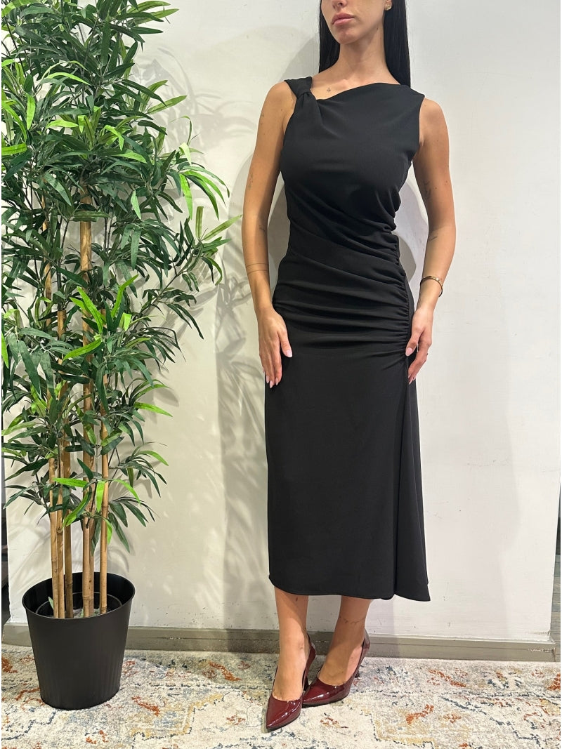 Imperial - Vestito longuette con drappeggio nero
