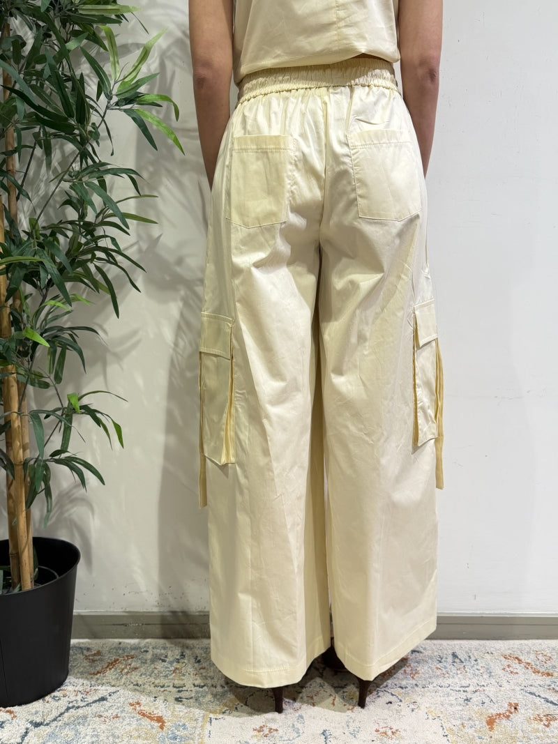 Tensione In - Pantalone cargo con coulisse panna