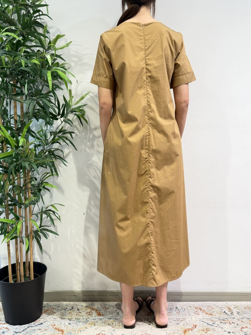 Dixie - Vestito mezza manica con fiore cammello