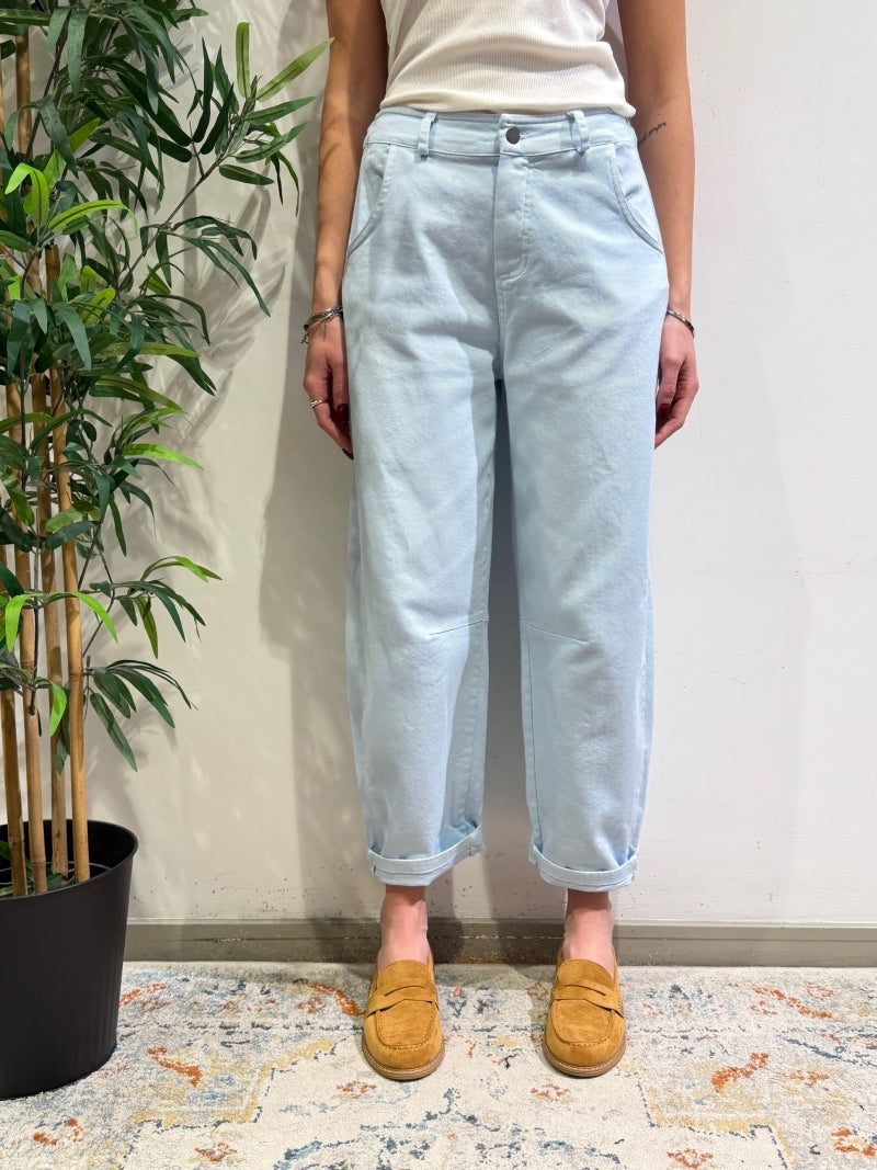Motel - Pantalone barrel celeste