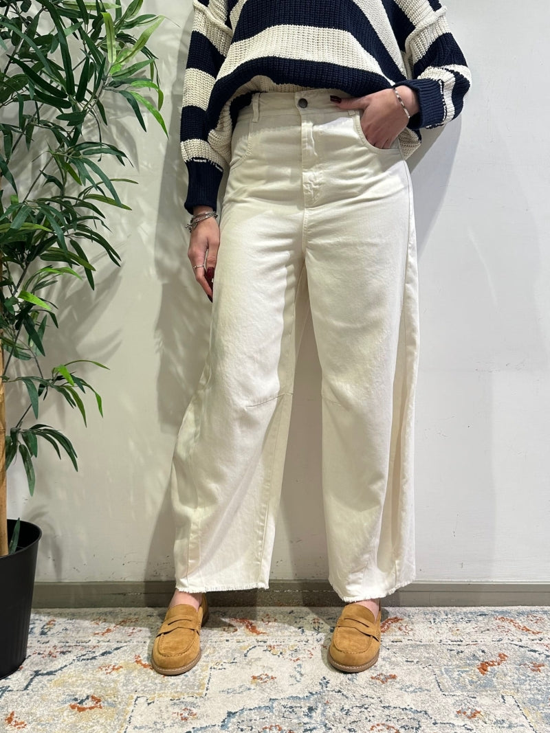 Dixie - Pantalone balloon cargo panna