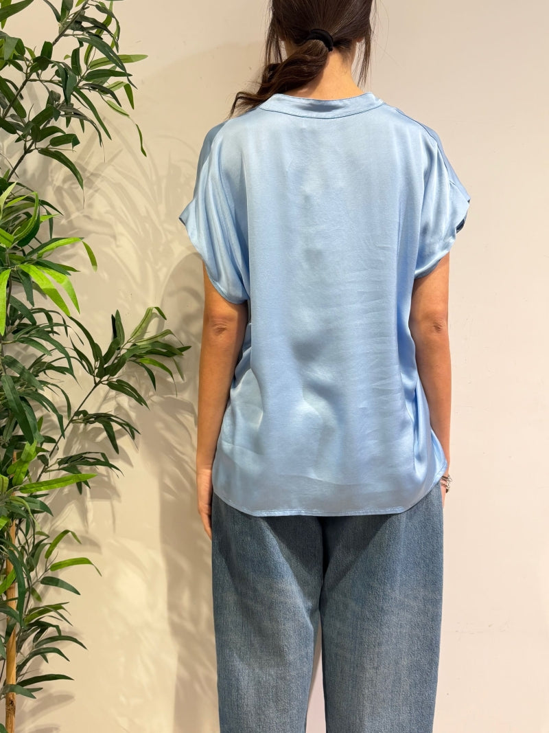Motel - Blusa in satin celeste