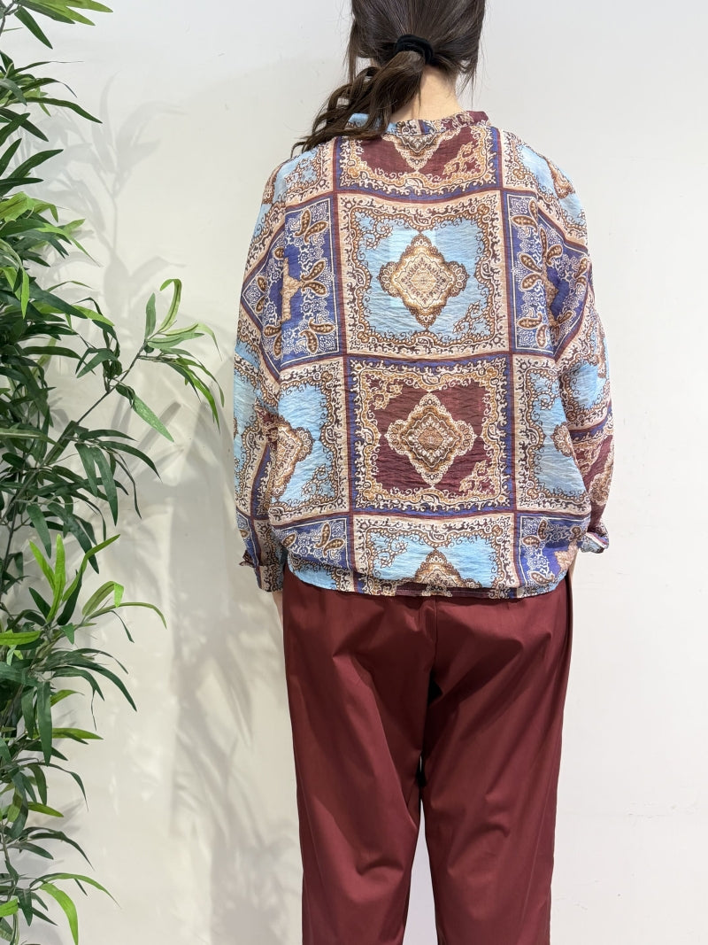 Motel - Camicia fantasia cashmere celeste