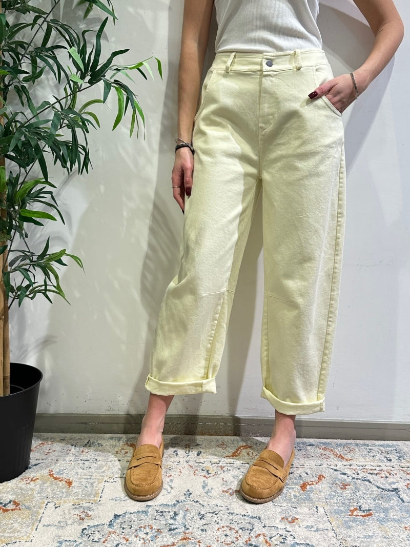Motel - Pantalone barrel paglierino