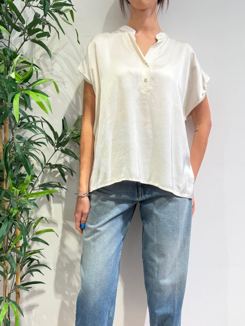 Motel - Blusa in satin panna