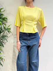 Dixie - T-Shirt con spalline paglierino