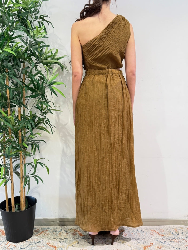 Imperial - Vestito monospalla goffrato oliva