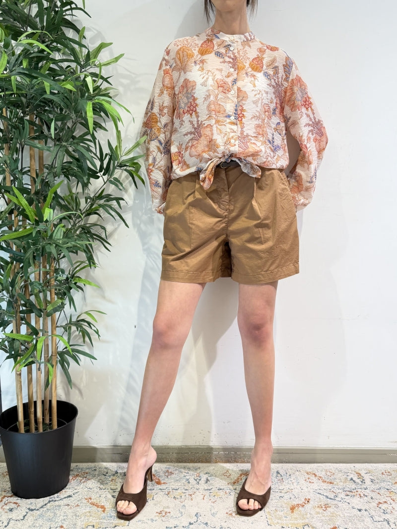 Dixie - Camicia in mussola fantasia floreale panna