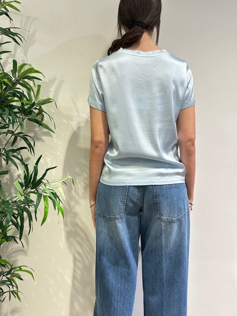 Vicolo - T-Shirt in satin celeste