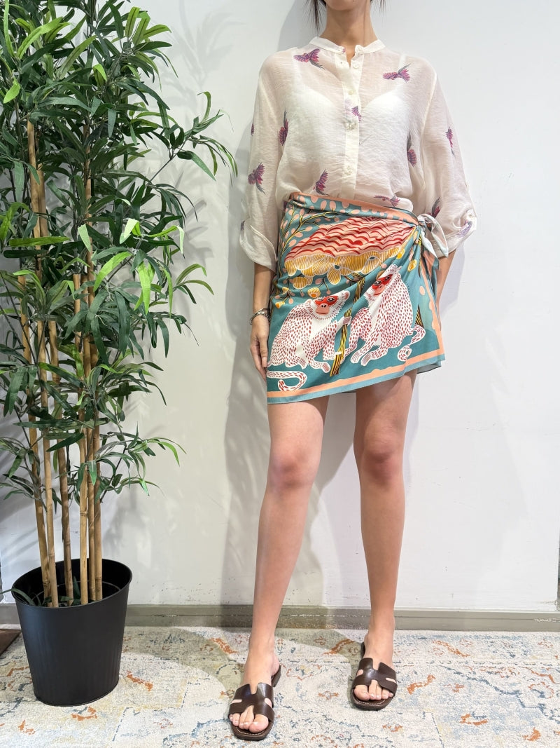 Haveone - Camicia in mussola pappagalli panna