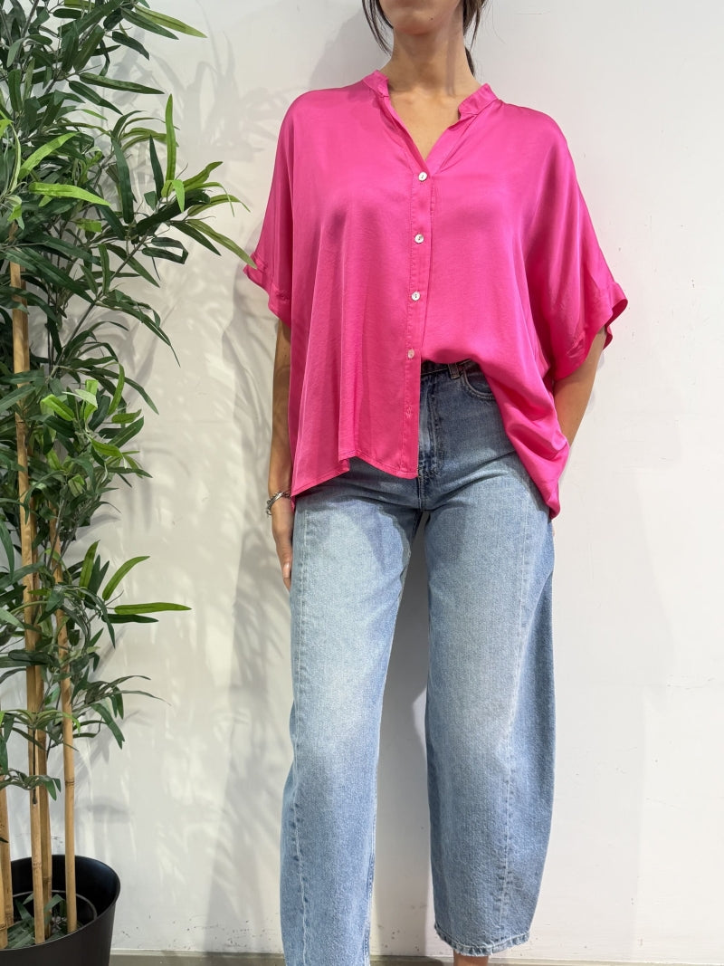 Motel - Camicia in satin fucsia