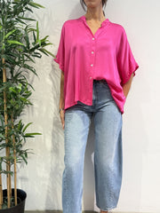 Motel - Camicia in satin fucsia